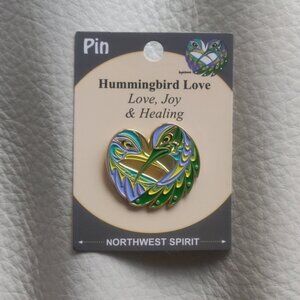 'Hummingbird Love' Pin Indigenous Design by Angel Kimble, Coast Salish